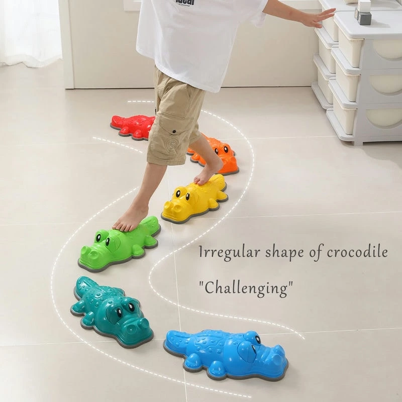Hot Sale Kids Sensory toy Stepping Stones Crocodile Crossing Stone Color 6 - Piece Set
