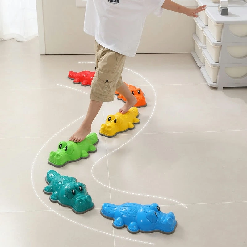 Hot Sale Kids Sensory toy Stepping Stones Crocodile Crossing Stone Color 6 - Piece Set