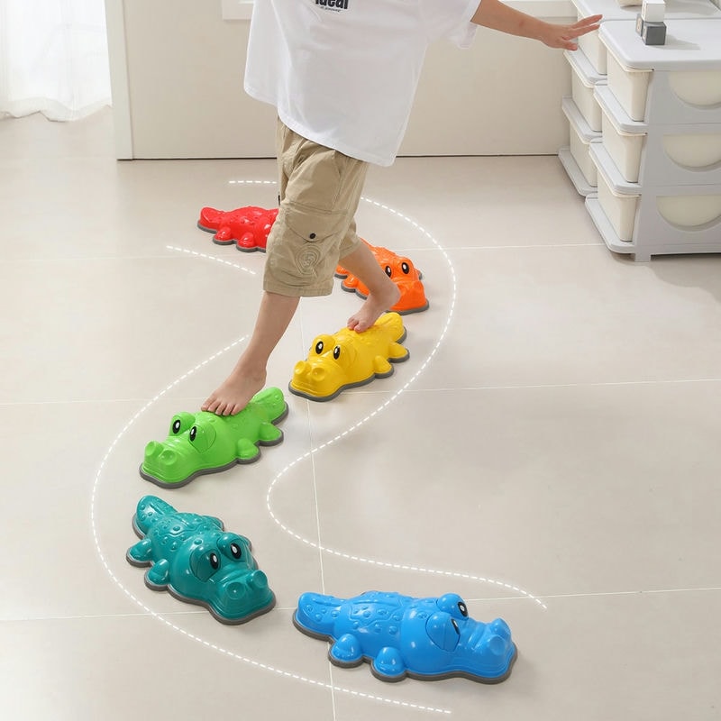 Hot Sale Kids Sensory toy Stepping Stones Crocodile Crossing Stone Color 6 - Piece Set